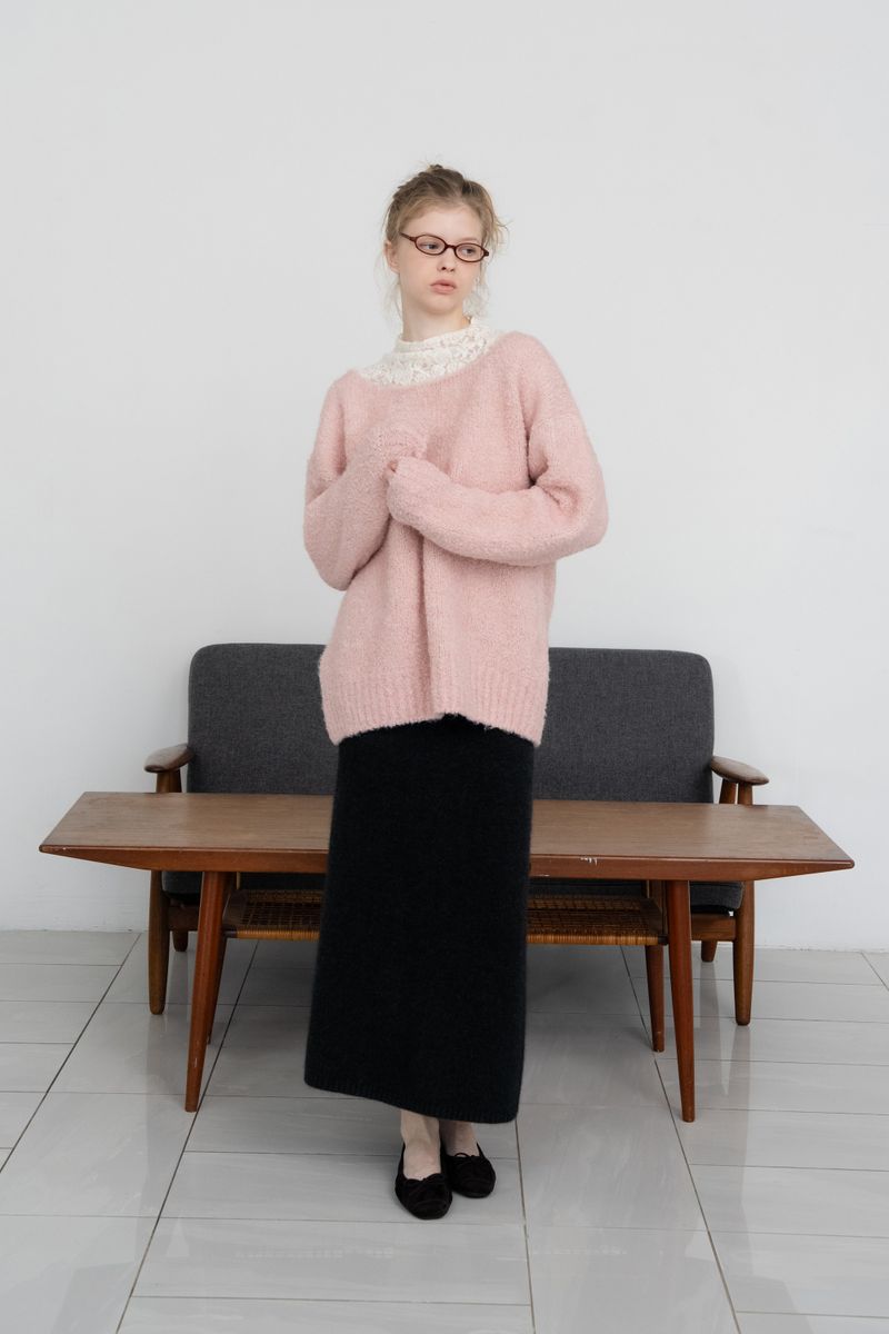 Blush boucle knit_baby pink