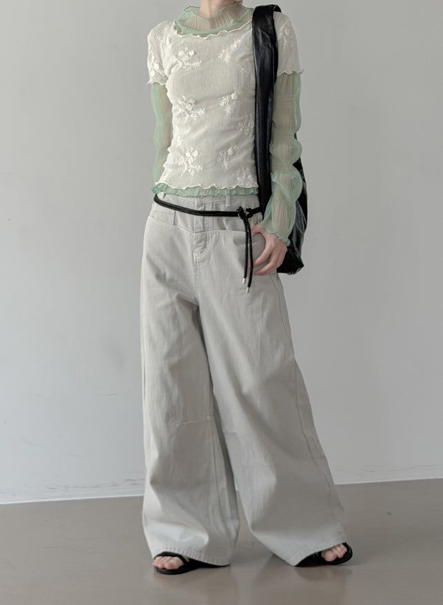 Modic Cut-out Wide Flow Cotton Pants
