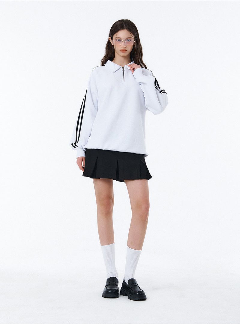ROF ESSENTIAL SPORTY TRACK HALF ZIP OVER FIT SWEATSHIRT (2color)