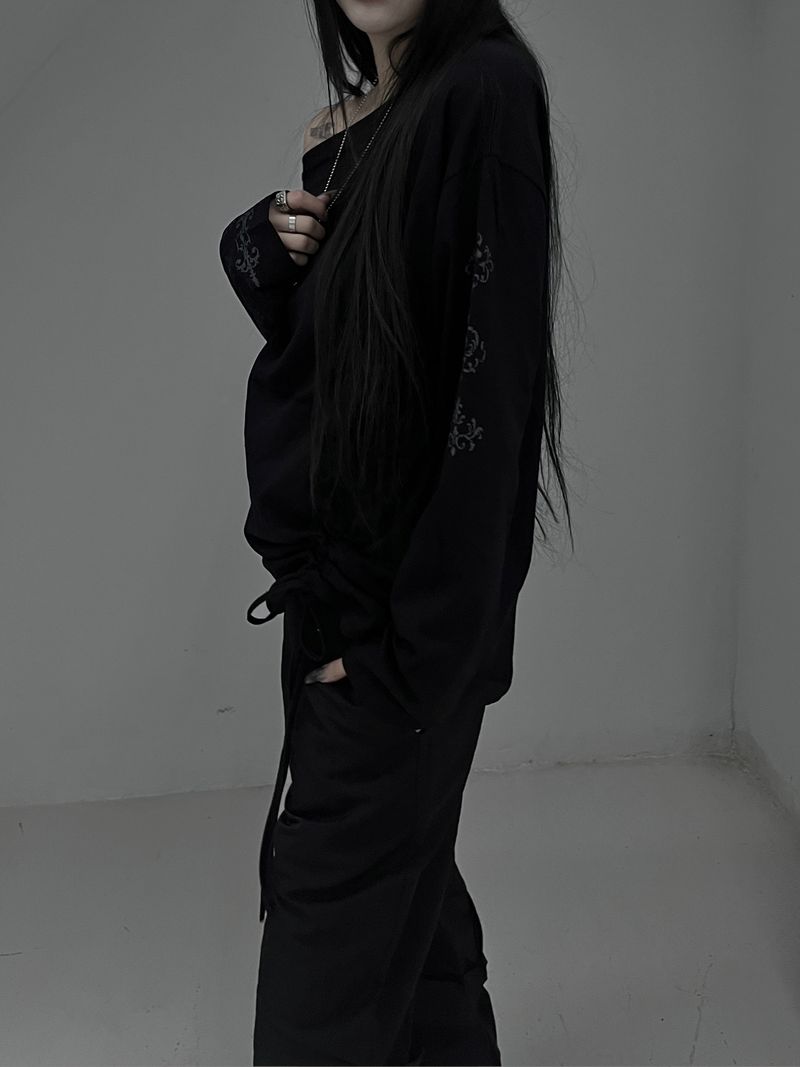 tattoo shirring long sleeve T (2color)