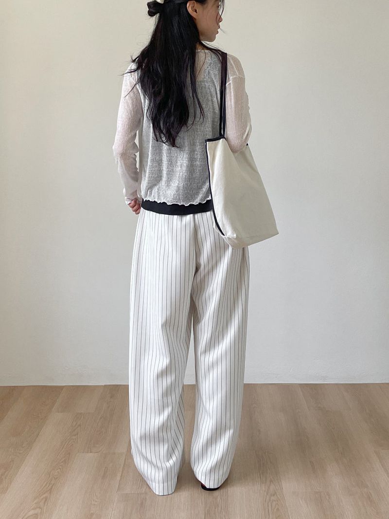 Stool Stripe Banding Wide Pants