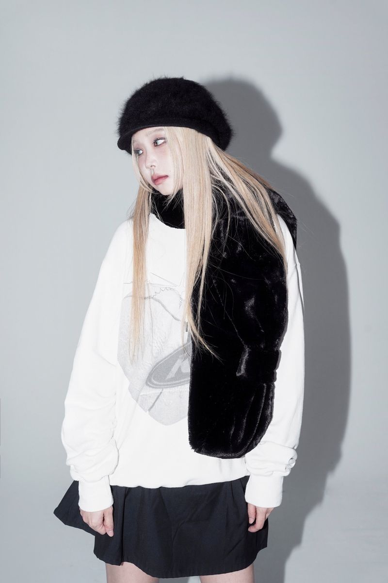 Ribbon Muffler_Fur black