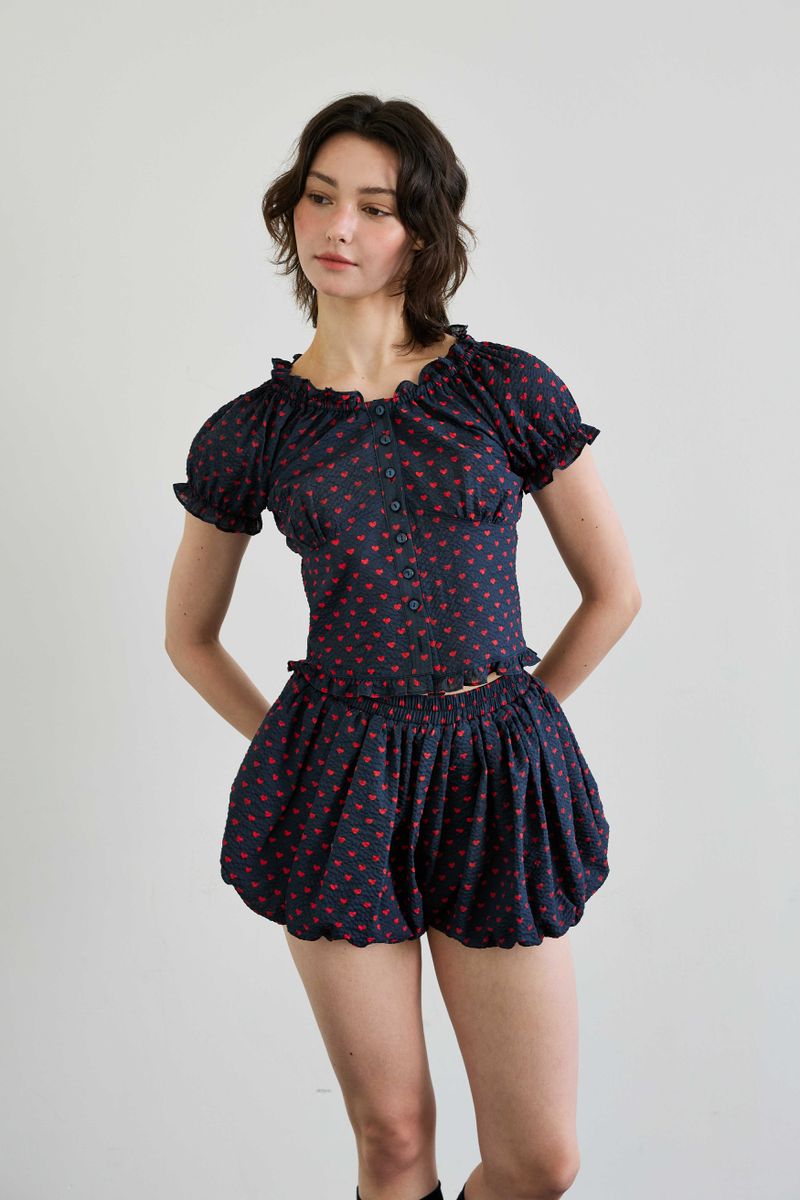 MINI HEART TWO WAY BLOUSE / NAVY