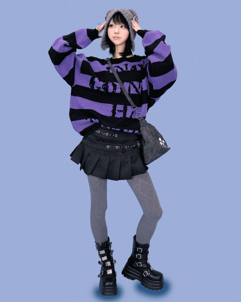 ストライプパンクボックスニット (2color)