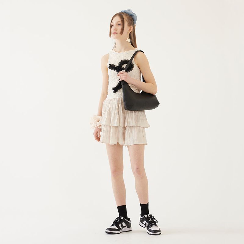 RUFFLED MINI SKIRT (BEIGE)