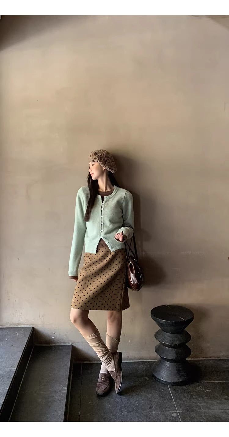 Mint Brown Layered Cardigan Knitwear
