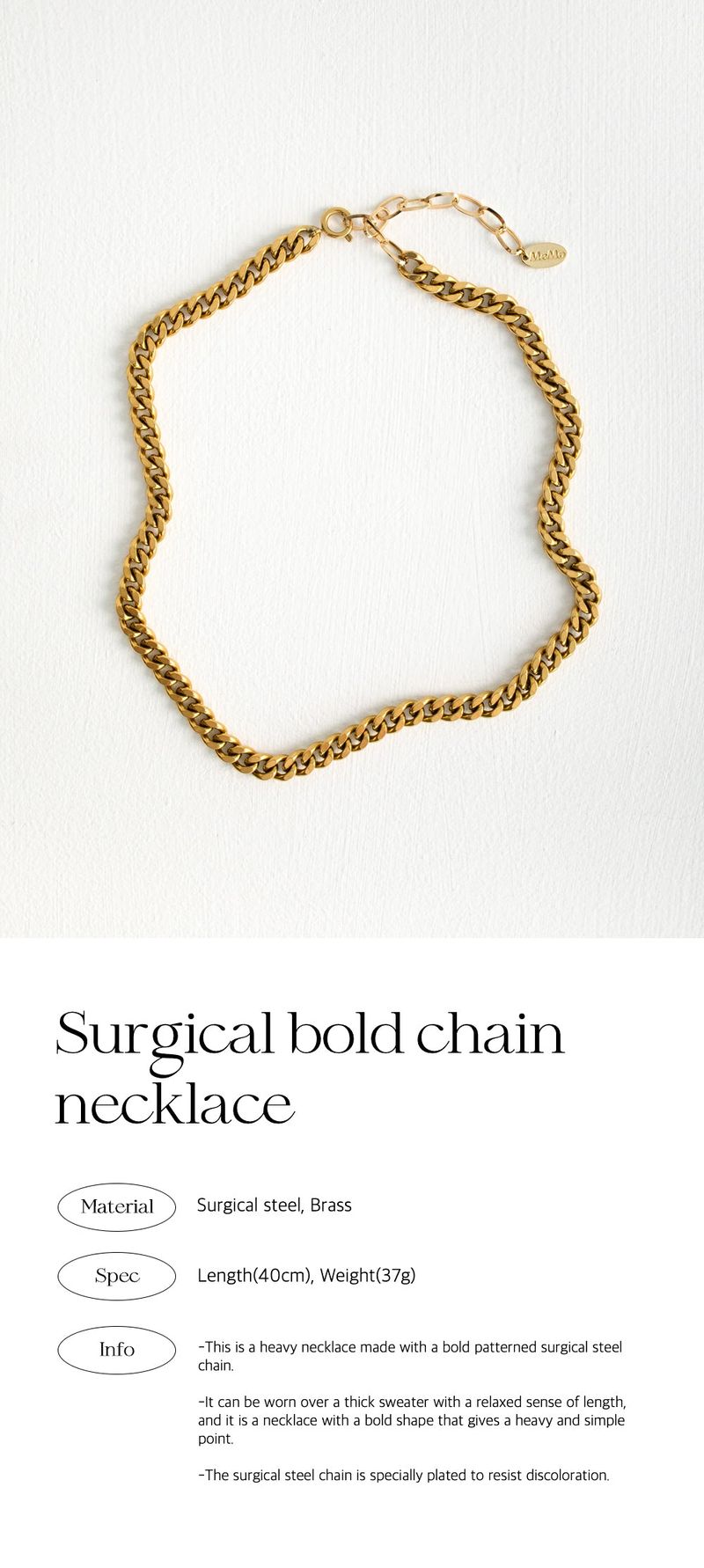 Surgical bold chain necklace