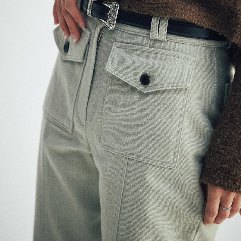 Pocket Slub Pants (Light beige)