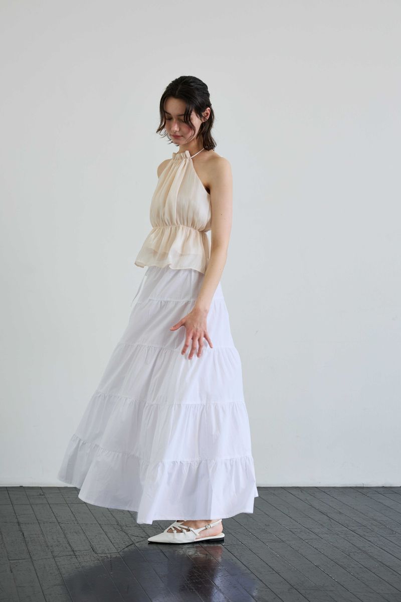 PEARL HALTERNECK TOP / IVORY