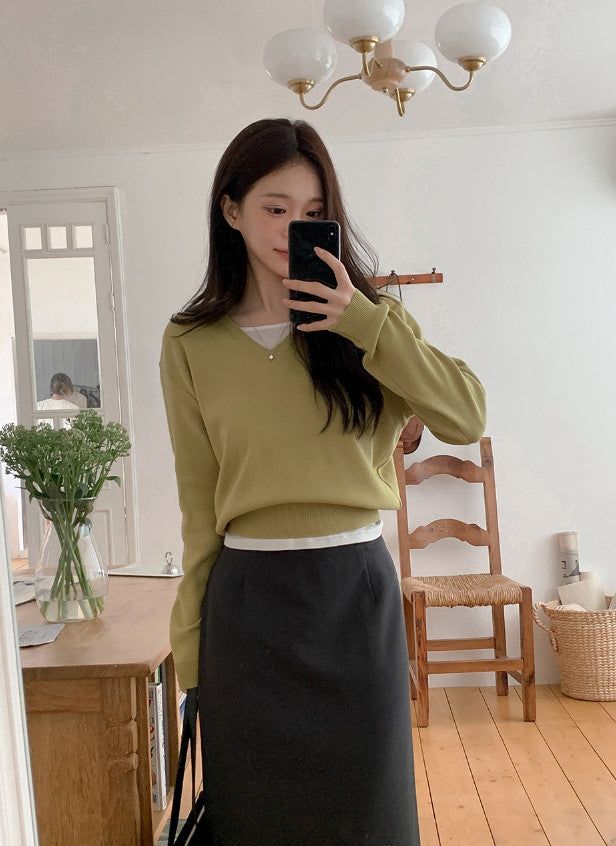 FM Daily Basic V-neck Knit (10color)