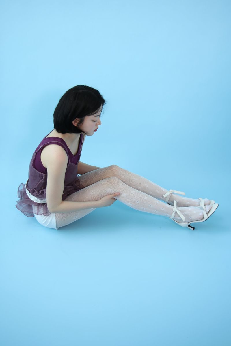 mini flower mesh tights (white)