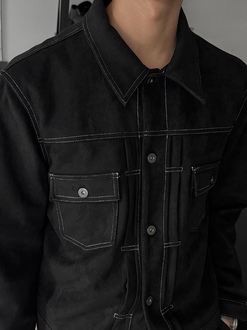 ASCLO Suede Crop Trucker Jacket (4color)