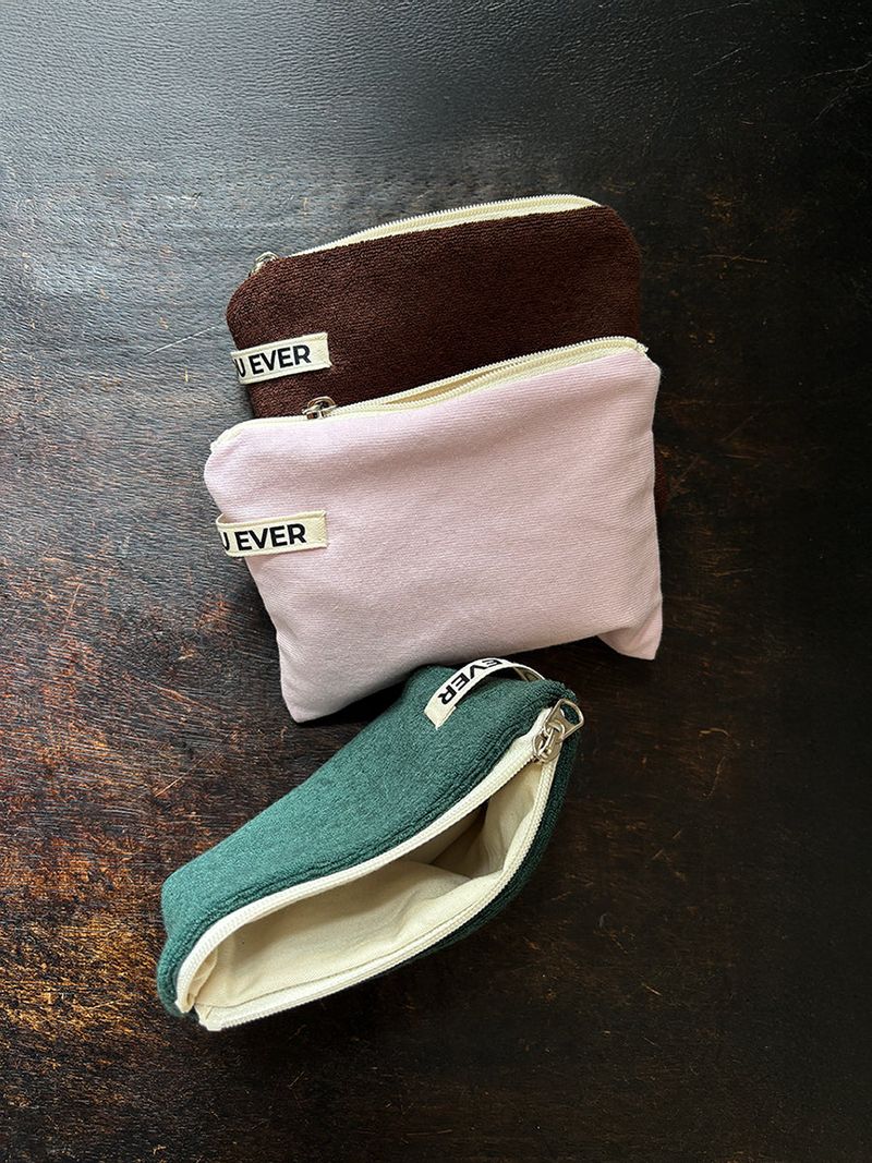 Terry flat pouch - green , M size
