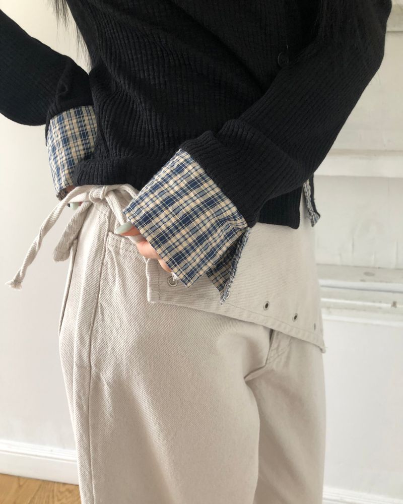 Maon Eyelet Scarf-Layered Cotton Pants