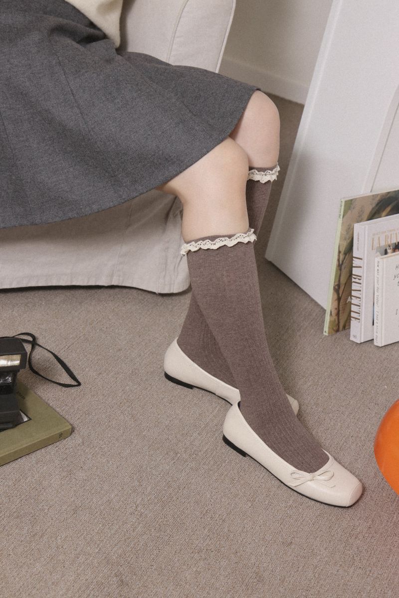 lace pattern knee socks (2colors)