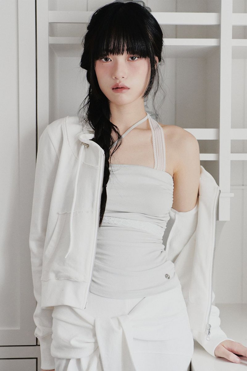 BLOOM ZIP-UP JACKET white