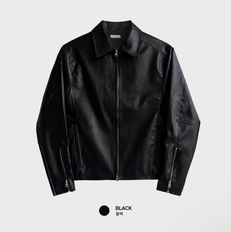 Look Liberry Two-Way Minimal Collar Leather Jacket