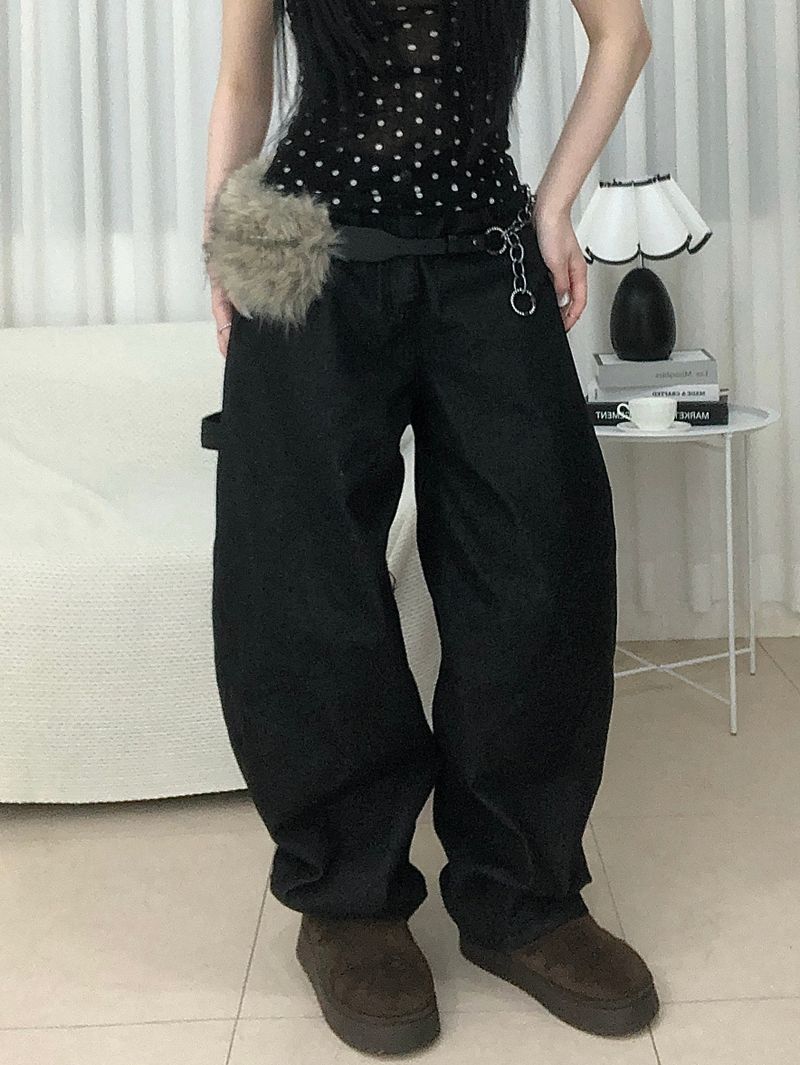 Stud Cross Wide Denim Pants