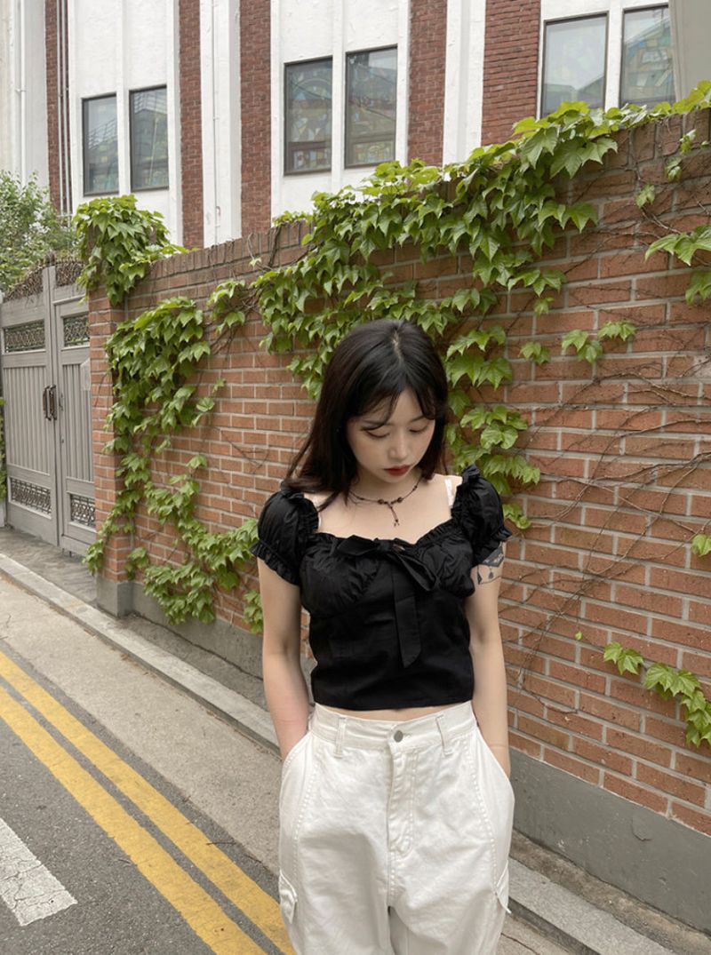 Stitch Wide Cotton Cargo Pants