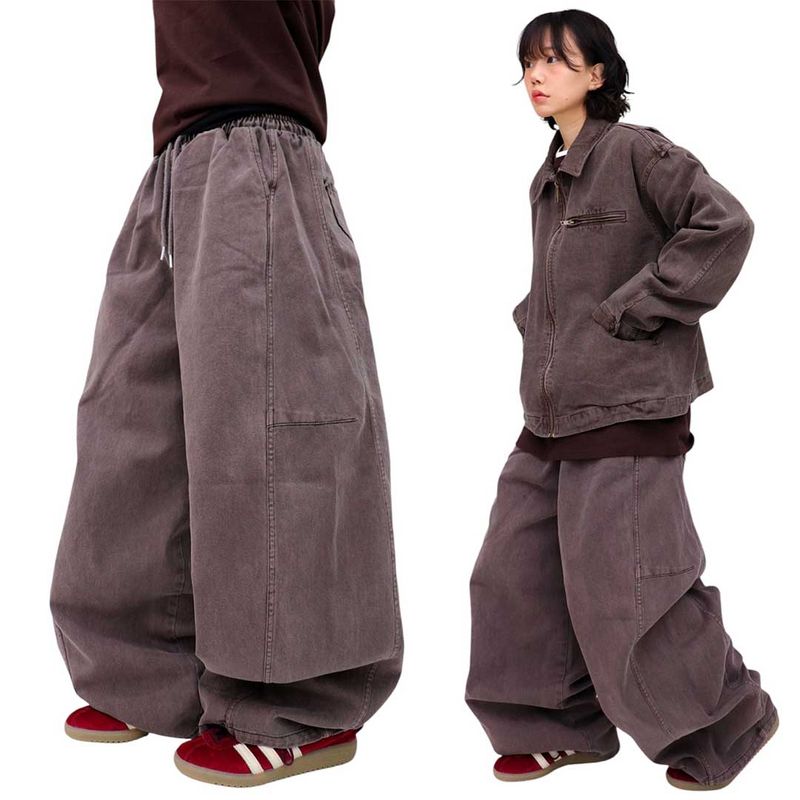 Wide Pigment Seamed Balloon Pants