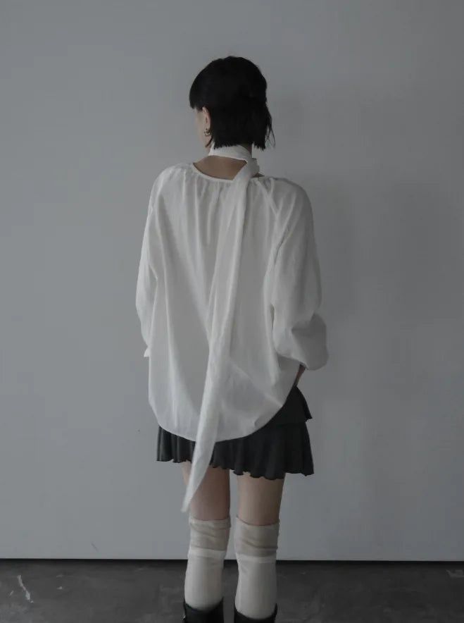 Mue Shirring Scarf Blouse