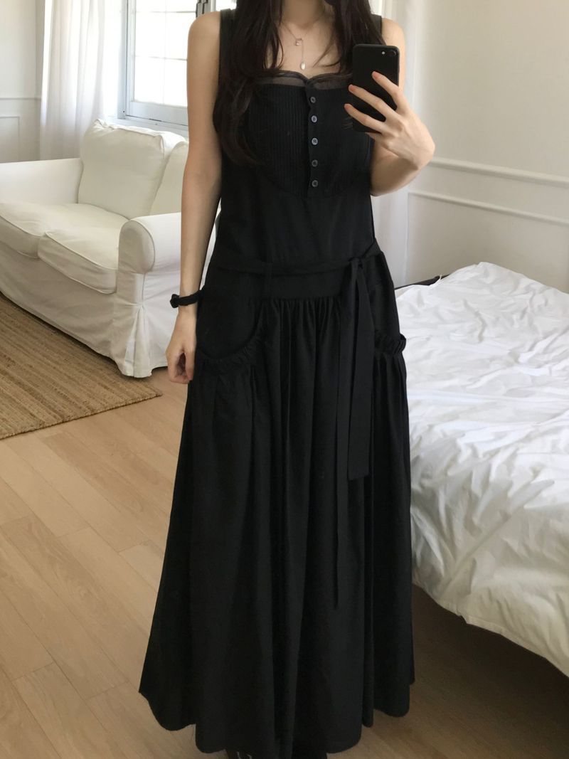 Pintuck Long Dress (2 colors)
