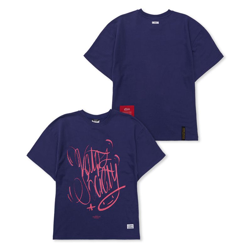 STIGMA(スティグマ)の「Pin Smile Semi-oversized T-shirts Purple / Sky Blue (Tops)」