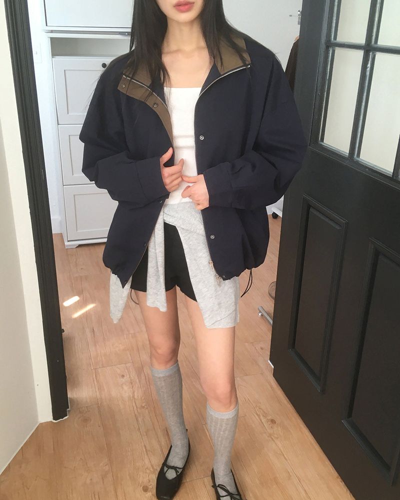 WONDER WONDER(ワンダーワンダー)の「Lichu Collar Oversized Fit Cotton Bomber Jacket(Jackets/Outerwear)」