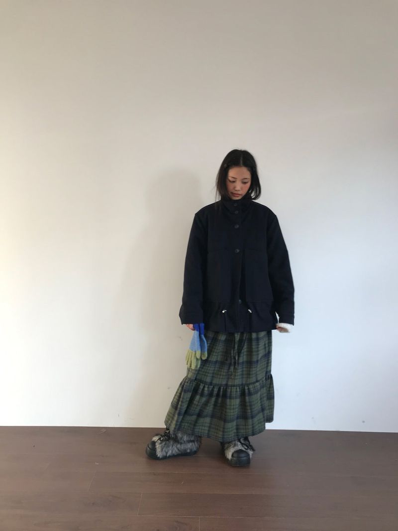Windy Checkered Long Skirt (1color)