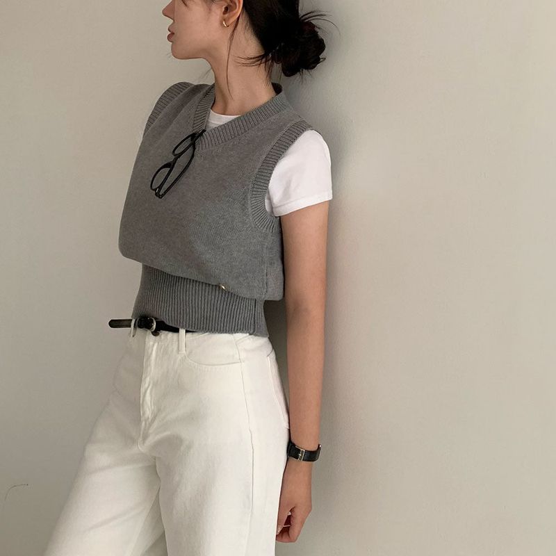 [Bellide made] Old money V-neck knit vest