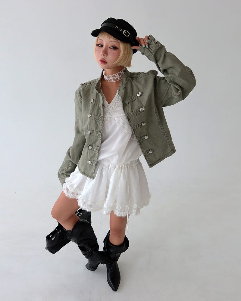 Napoleon Button Shoulder Straps Slim Jacket
