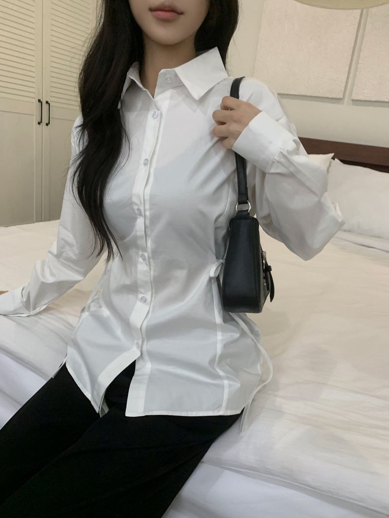 Refine Side Strap Long Sleeve Shirt
