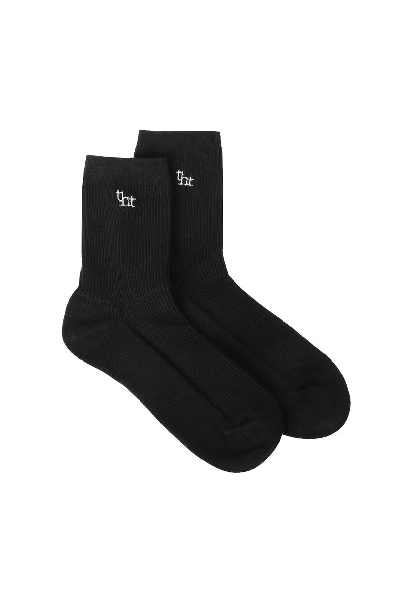 threetimes（スリータイムズ）の「tht リブミッドソックス - ブラック            （ファッション小物）」