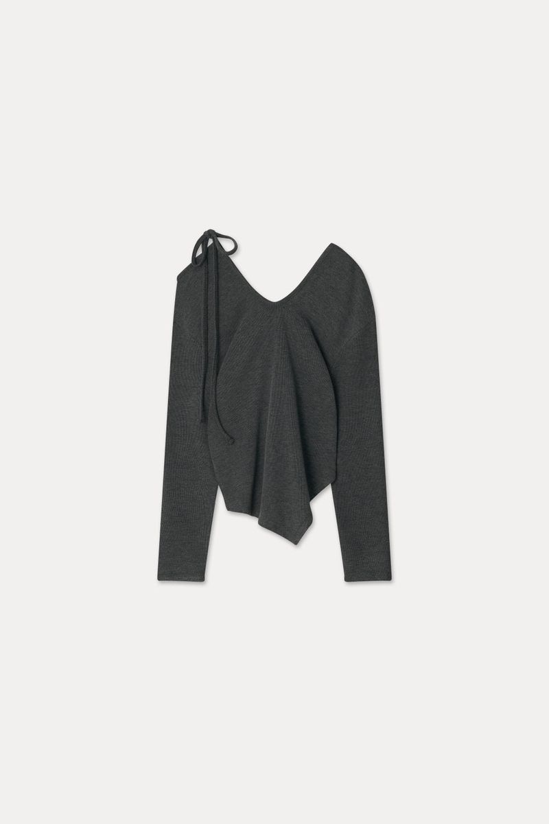 SLIT OFF TOP_MELANGE GRAY