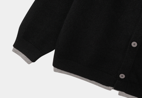 Lapel color scheme round neck button knit cardigan