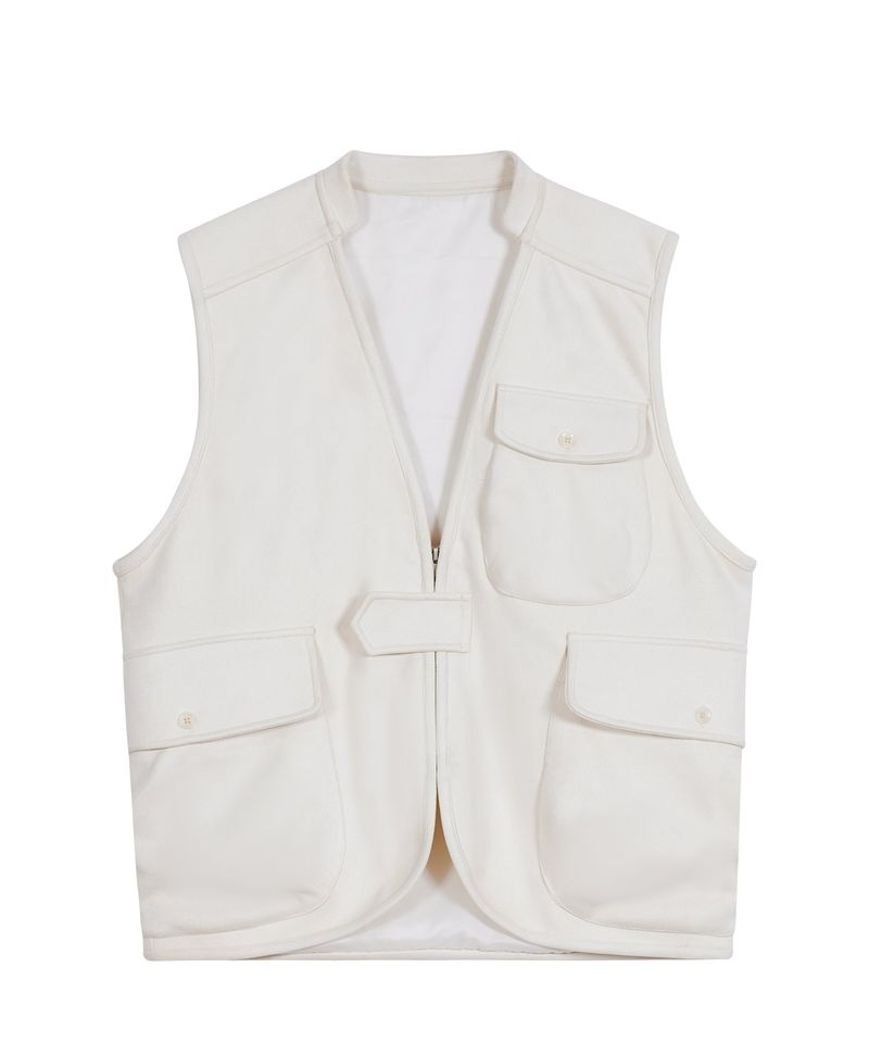 87-STAN025 [Vegan Suede] Multi-pocket Suede Best Ivory