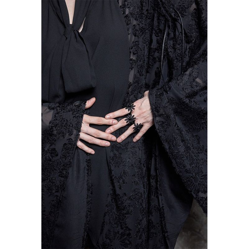 RIBBON TIE CAPE BLOUSE