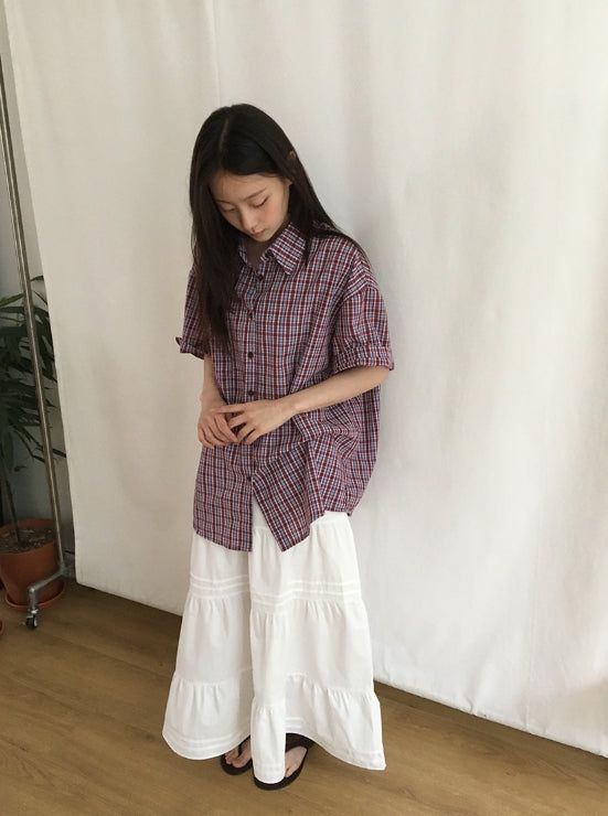 Nayuta Pintuck Tiered Banding Long Skirt