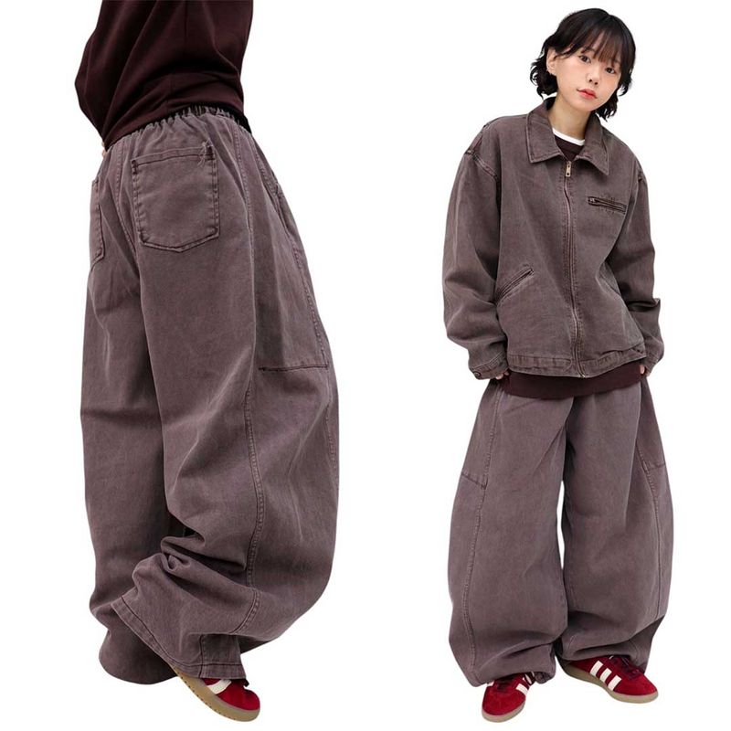 Wide Pigment Seamed Balloon Pants