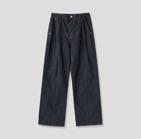 Friendly Pintuck Trucker Denim Jacket Pants Set