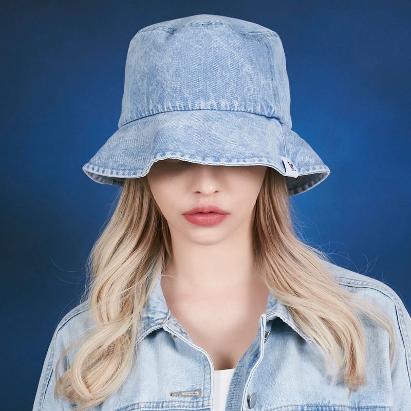 Stone wash denim bucket hat Light indigo