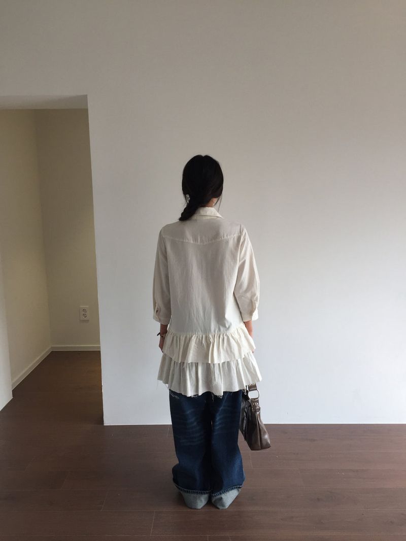 Lamb Buck Shirt Frill Dress (2color)
