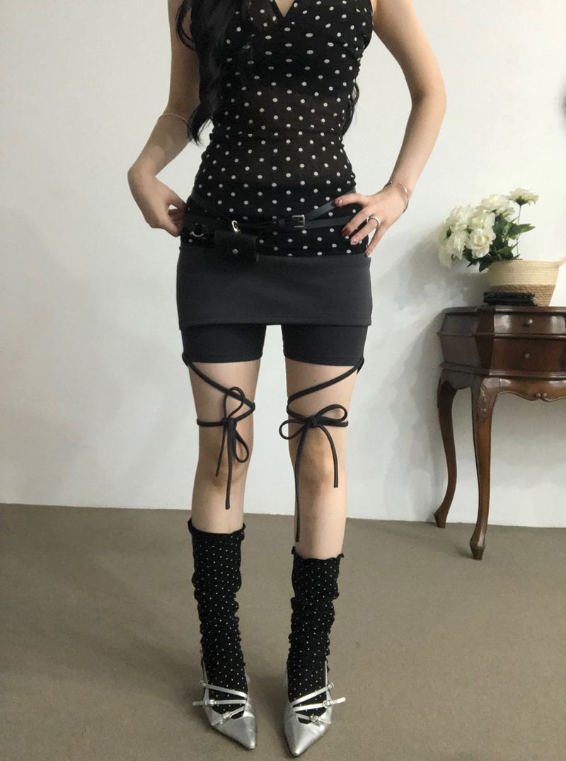 Ribbon Strap Skirt Pants