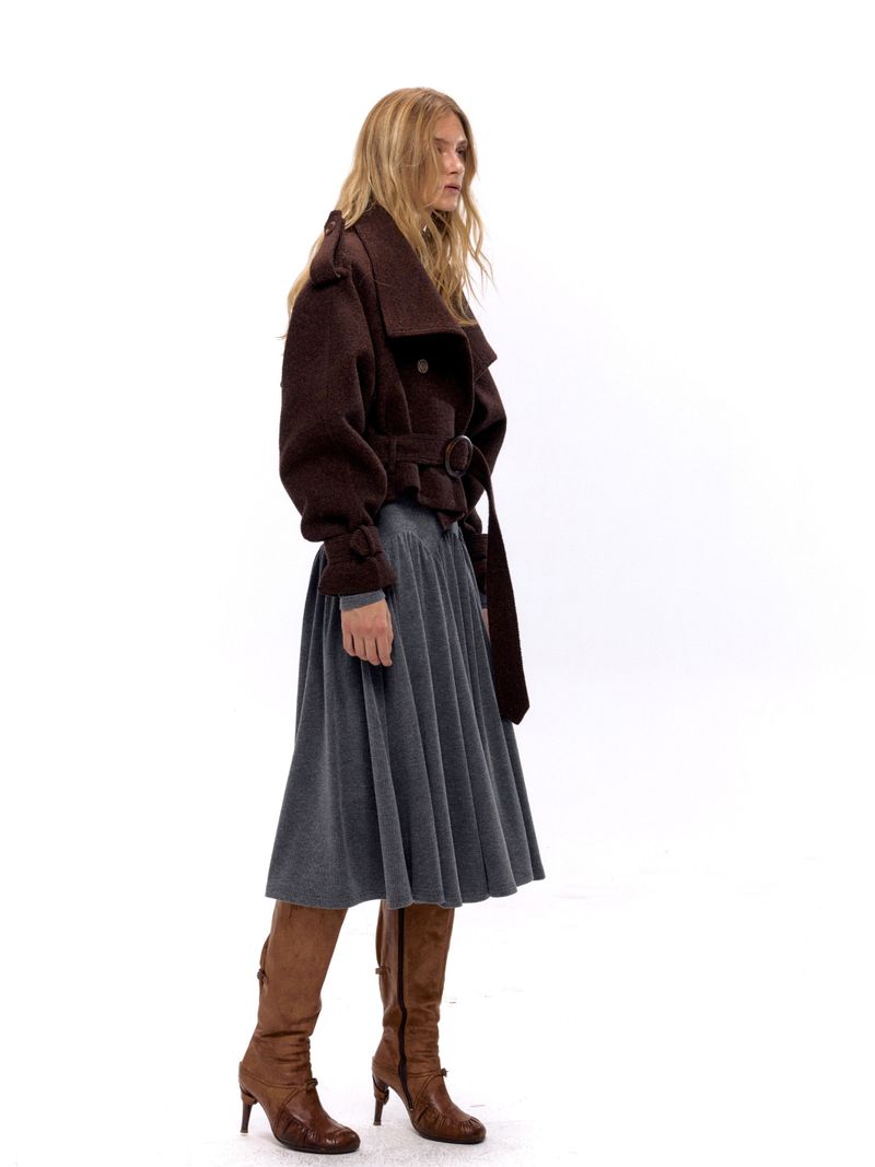 NyDkyel™ Knit hooded dress with irregular buttons embellished with fleece feel pit stripe
