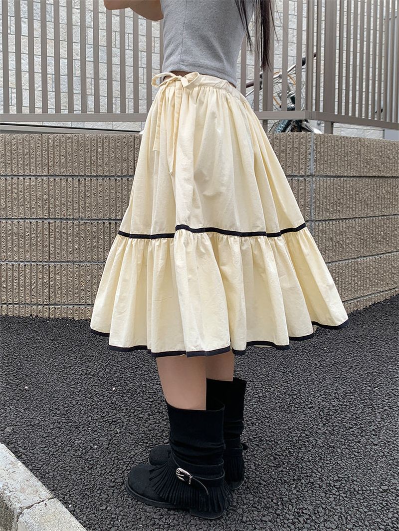 TAPE FLARE RIBBON SKIRT (2C)