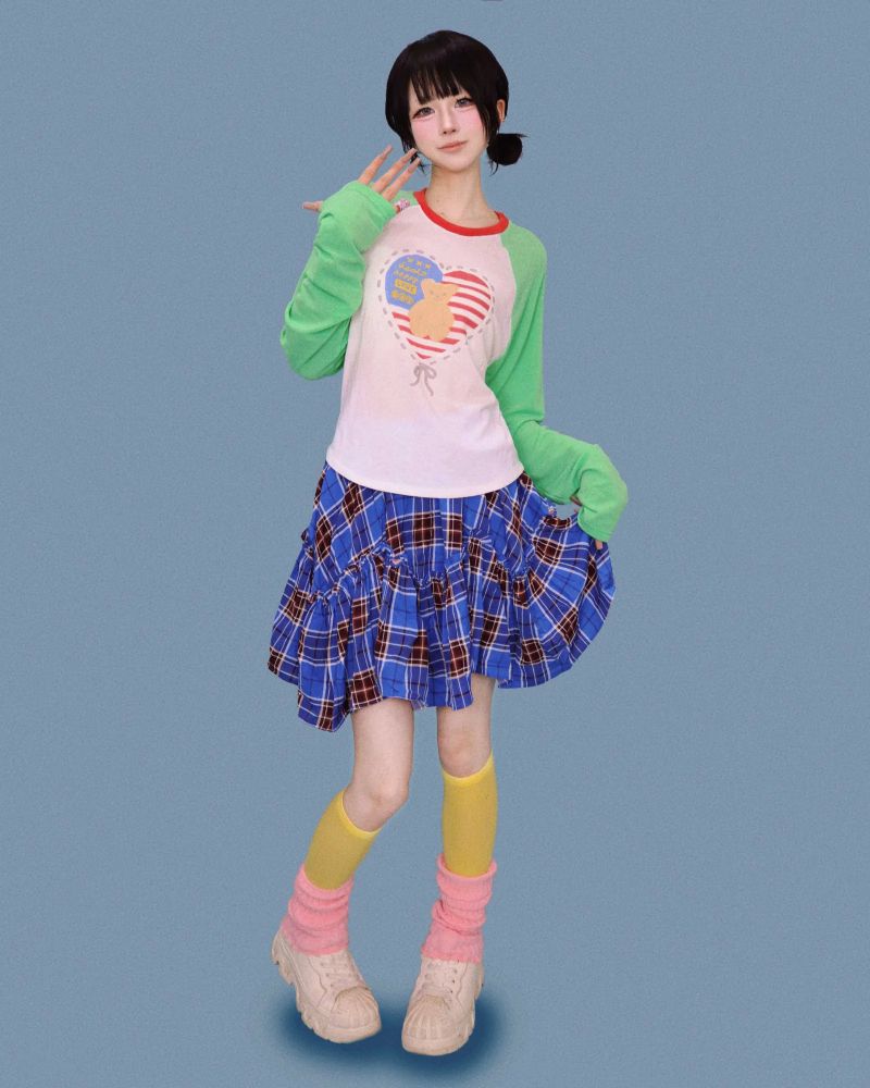 matilda blue check skirt (속바지)