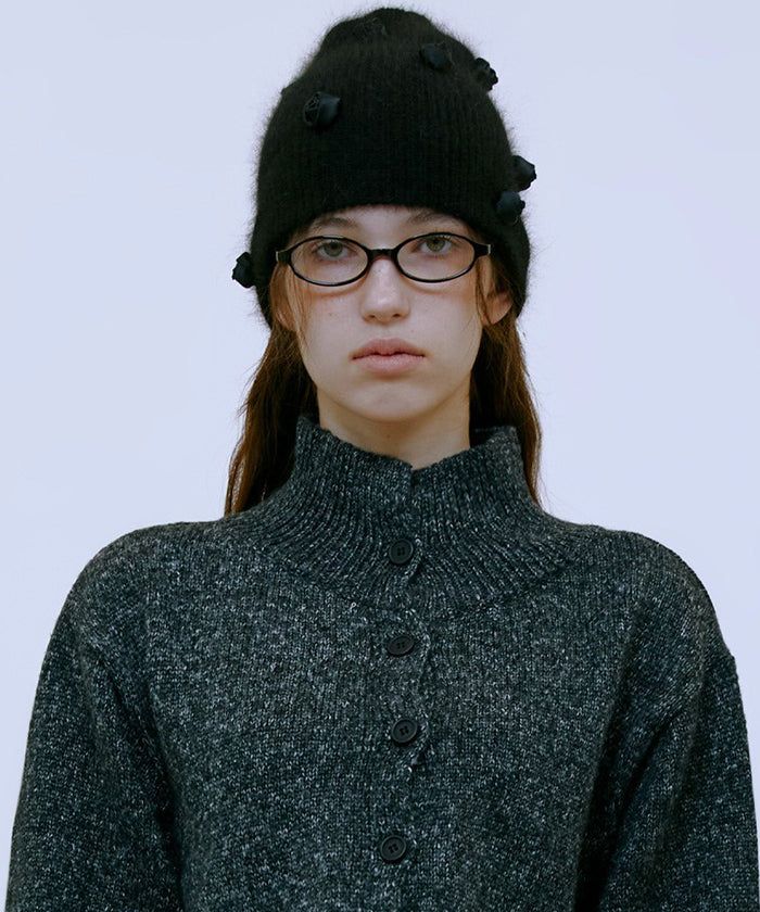Rose Mohair Beanie (BLACK)