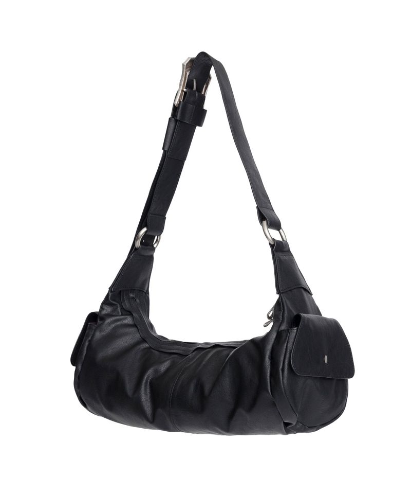 Bumpy Buckle Stone Bag (Black)
