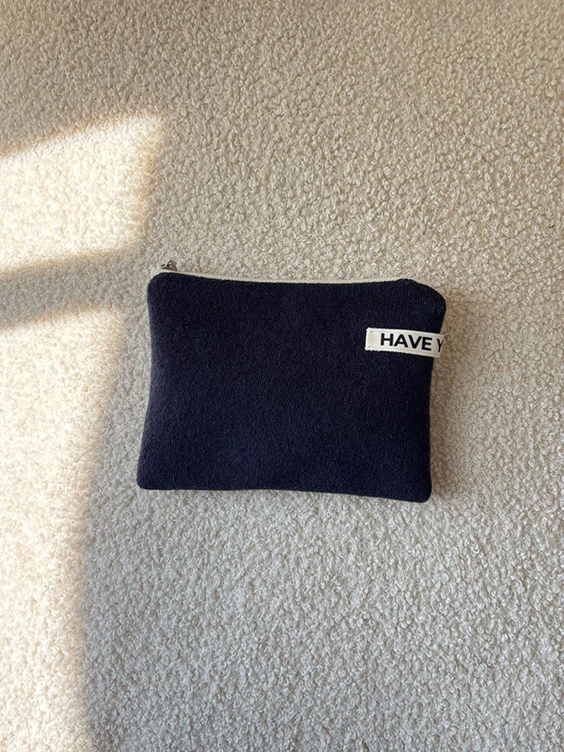 Terry flat pouch - navy , S size