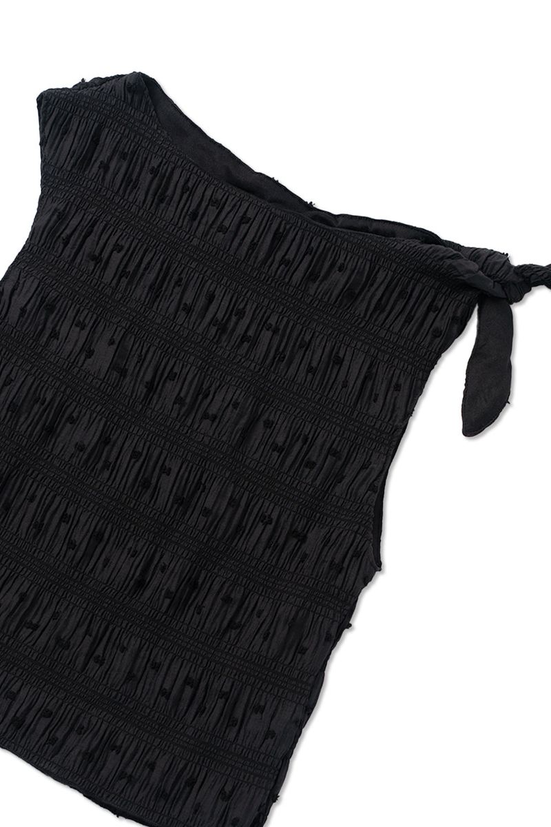 Smoke shirring blouse_black